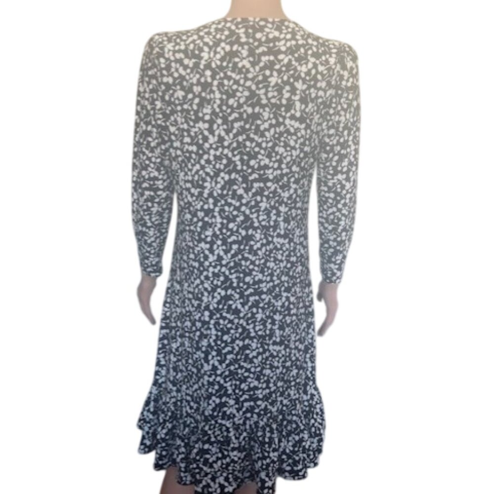 TOMMY HILFIGER Black/White Floral dress Size 6 Ruffle Hem *Worn Once* - Picture 4 of 5